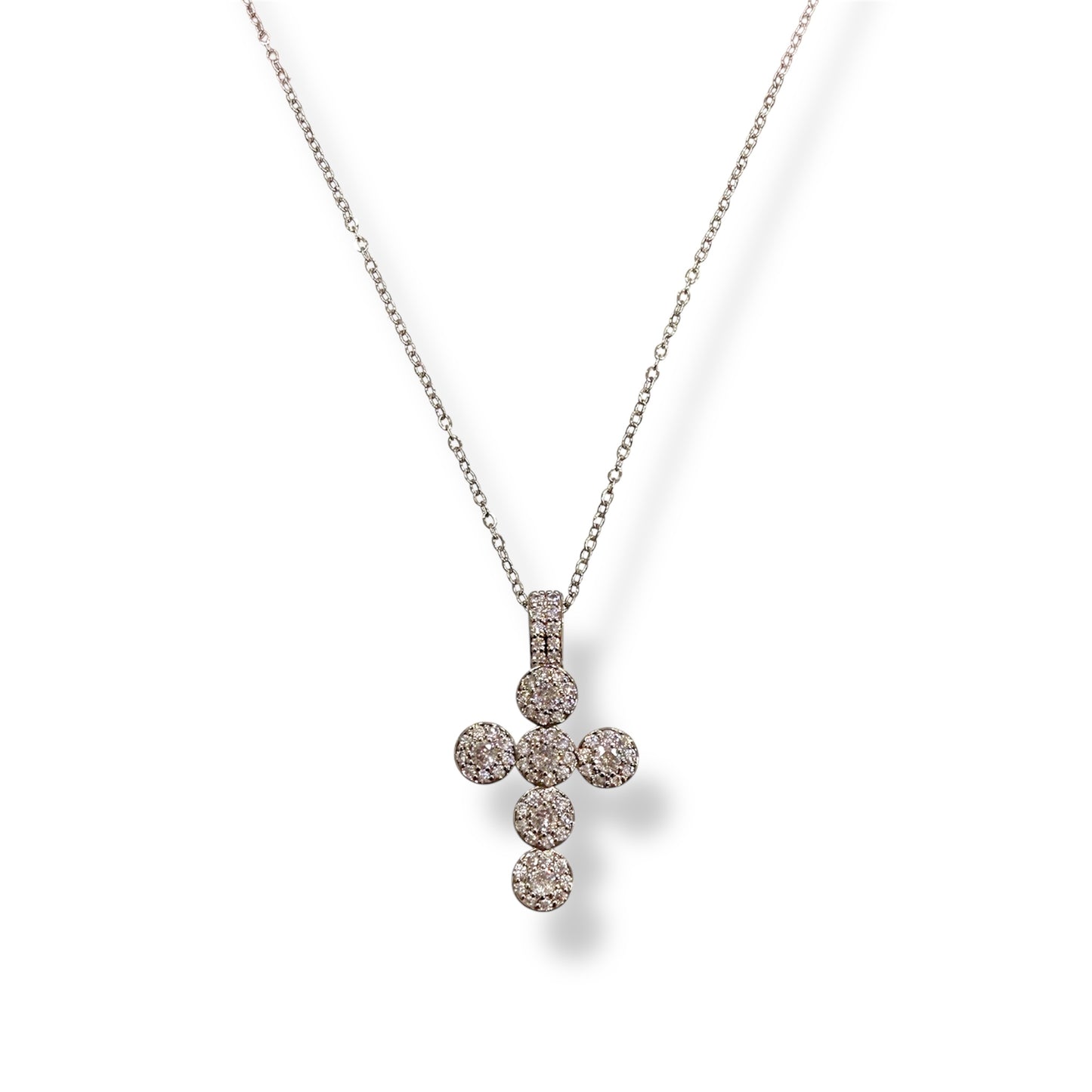 collana cross circle strass