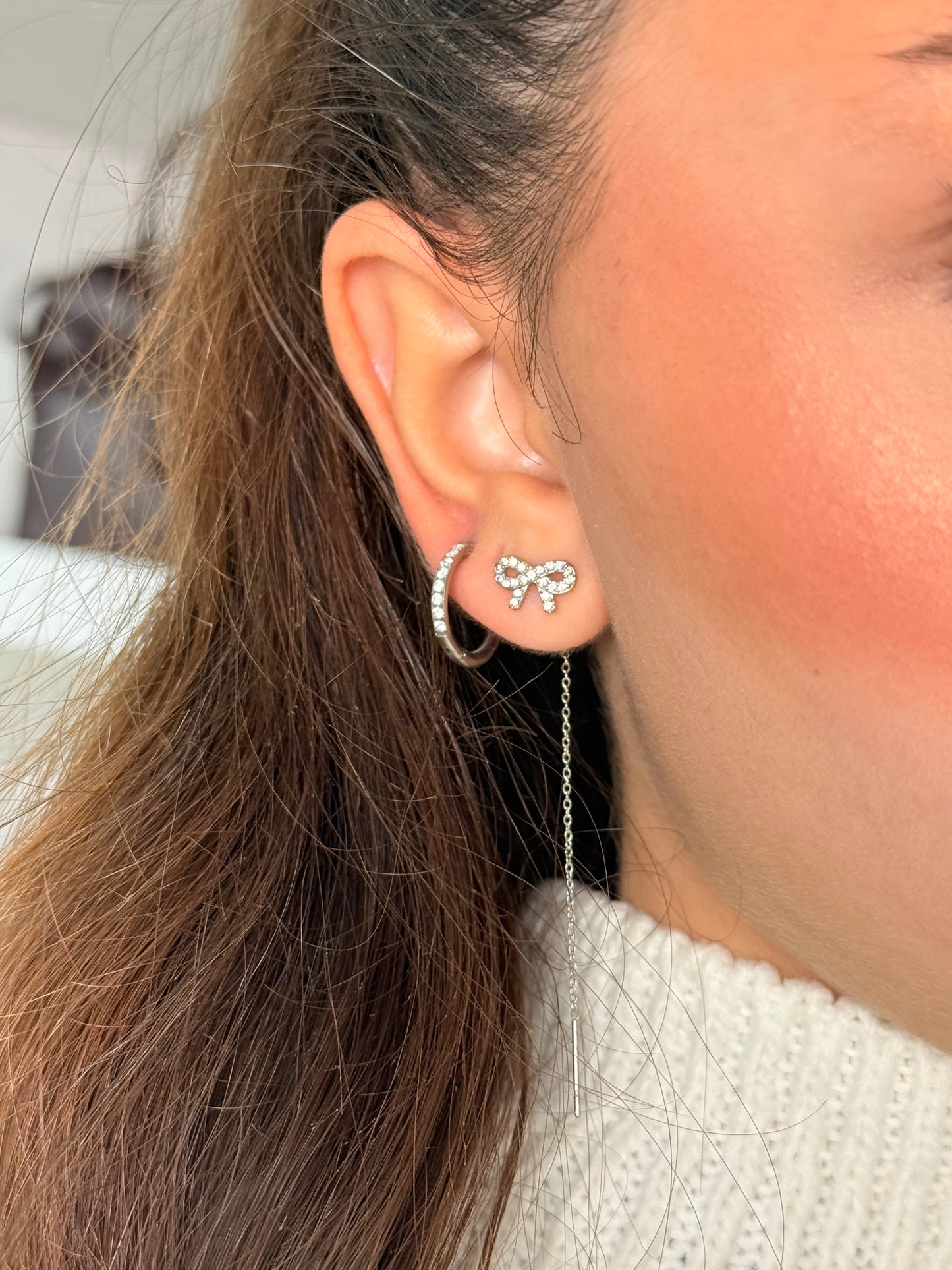 orecchini saliscendi fiocchetto