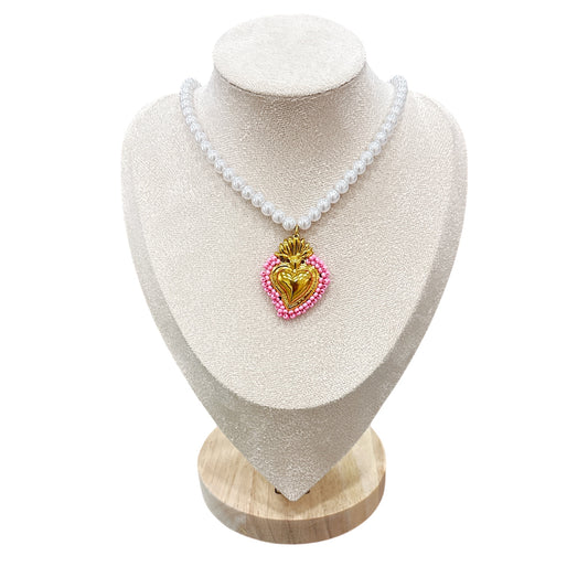 Collana Cuore Sacro Perla