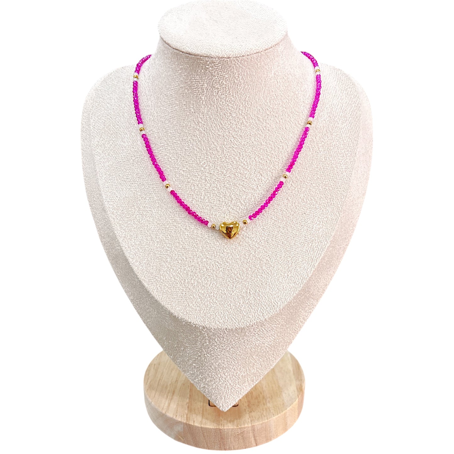 Collana cuore perle fucsia