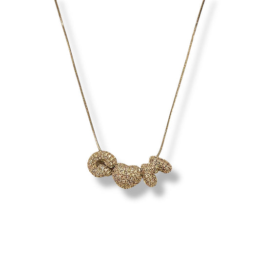 Collana mini Bubble due lettere +cuoricino o stellina