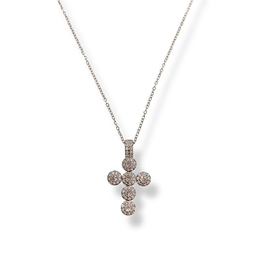 collana cross circle strass