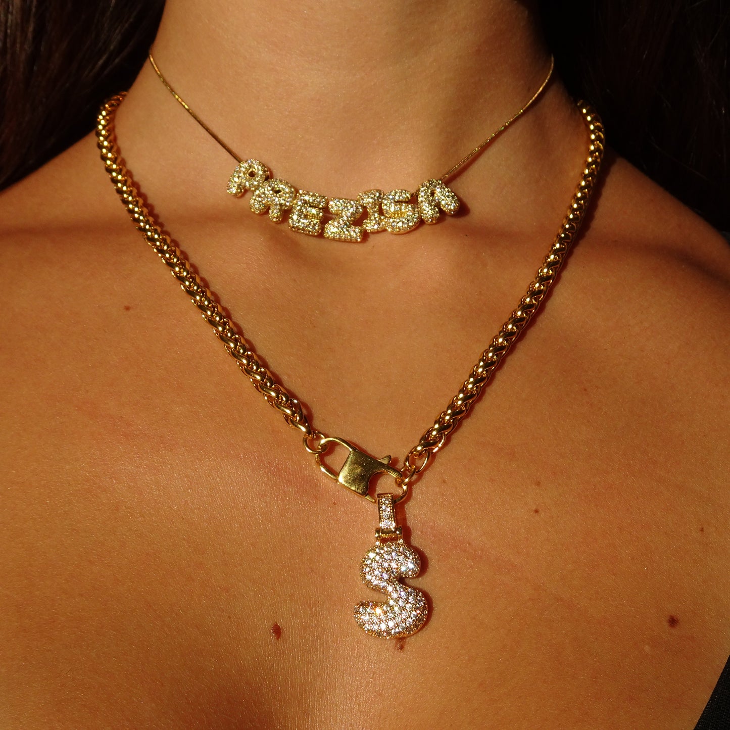 Collana mini name Bubble 1 lettera con Stellina/cuoricino