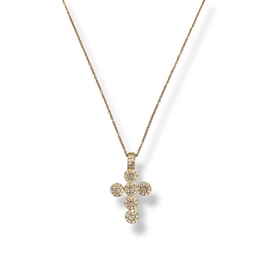 collana cross circle strass
