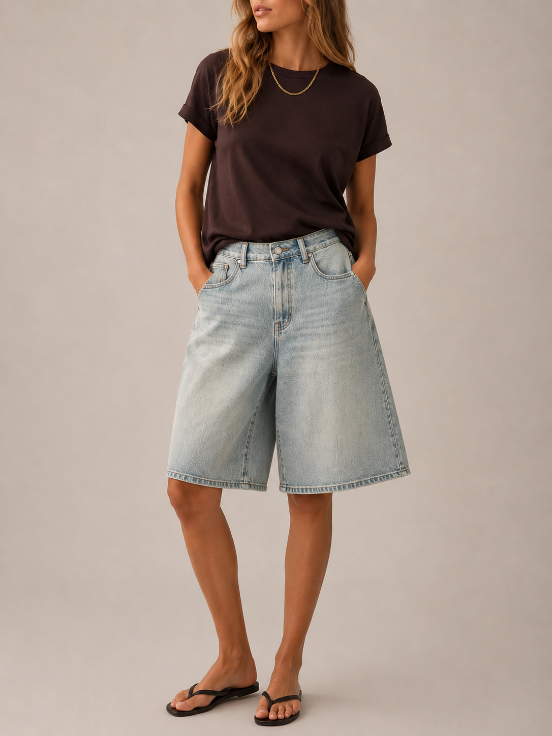 bermuda di jeans semisabbiato